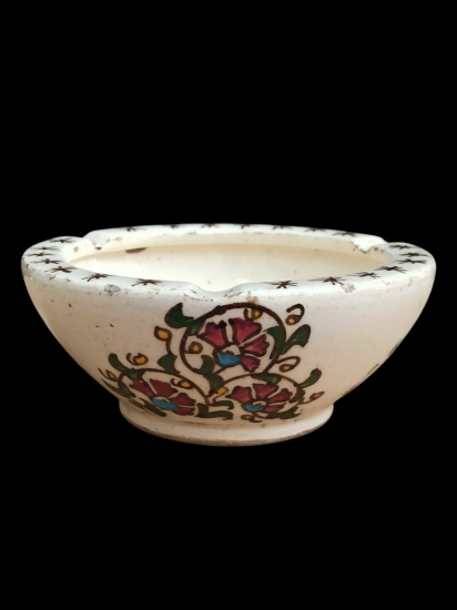 1940-1950'ler Kütahya İşi Seramik Üzeri El Boyama SırIı Nadir Kase