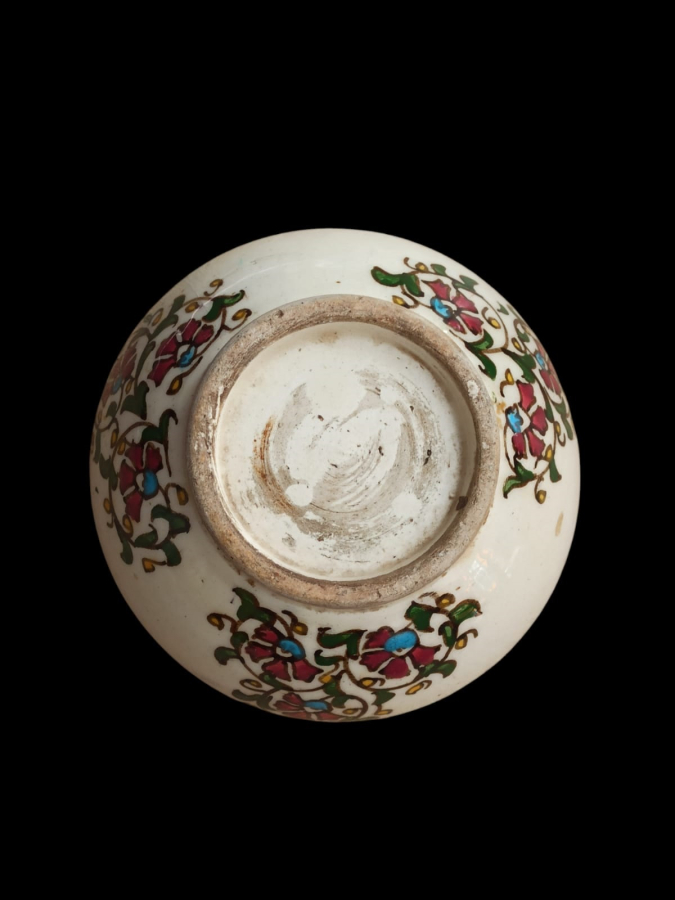 1940-1950'ler Kütahya İşi Seramik Üzeri El Boyama SırIı Nadir Kase