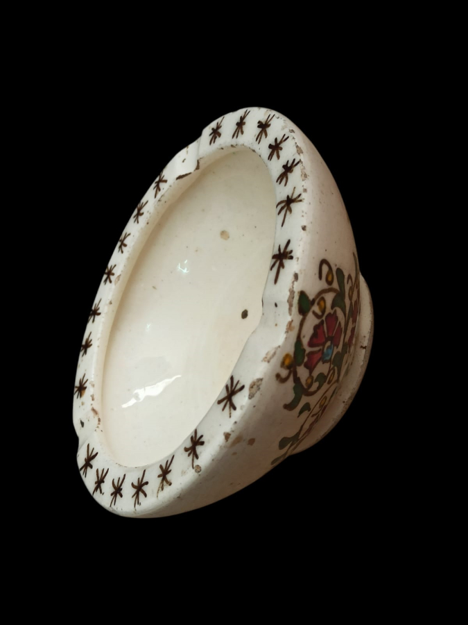 1940-1950'ler Kütahya İşi Seramik Üzeri El Boyama SırIı Nadir Kase