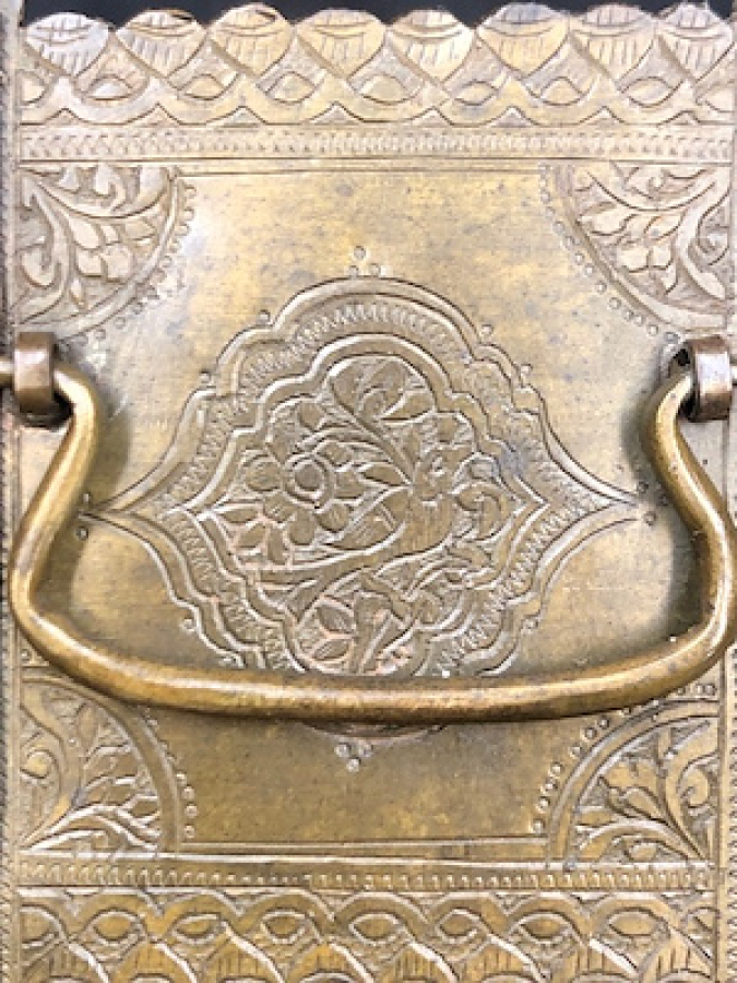 OSMANLI DÖNEM GENE TEKKE İŞİ ÜZERİ KOMPLE KALEM İŞ İSTAMİK MOTİFLİ BAKIRDAN MAMÜL MİNİ MANGAL