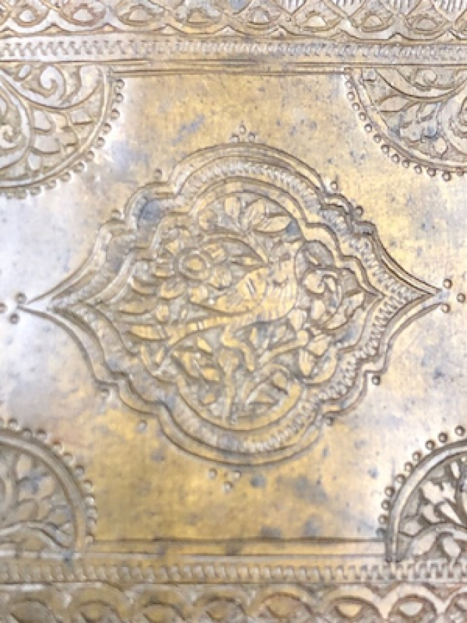 OSMANLI DÖNEM GENE TEKKE İŞİ ÜZERİ KOMPLE KALEM İŞ İSTAMİK MOTİFLİ BAKIRDAN MAMÜL MİNİ MANGAL