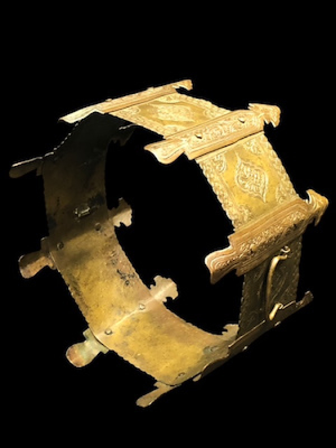 OSMANLI DÖNEM GENE TEKKE İŞİ ÜZERİ KOMPLE KALEM İŞ İSTAMİK MOTİFLİ BAKIRDAN MAMÜL MİNİ MANGAL