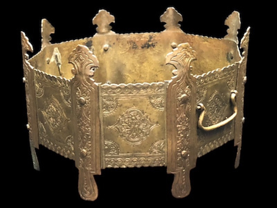 OSMANLI DÖNEM GENE TEKKE İŞİ ÜZERİ KOMPLE KALEM İŞ İSTAMİK MOTİFLİ BAKIRDAN MAMÜL MİNİ MANGAL