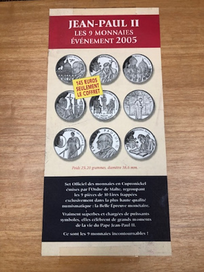 PAPA JEAN PAUL ADINA YAPILMIŞ 2005 TARİHLİ EFEMERİKLİ ORJINAL KUTULU HATIRAT LOTU