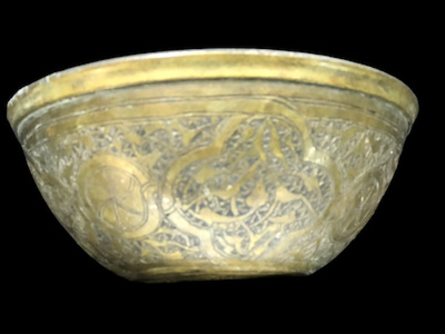 OSMANLI DÖNEM ETLİ BAKIR ÜZERİ KUFİ YAZILI ORJ ŞERBET BARDAĞI NADİR ÇIKAR OSMANLISI