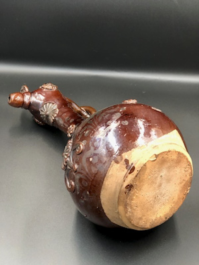 ORJINAL 19 YY ÇANAKKALE BURGU KULPLU KAHVERENGİ SIRLI KIRMIZI HAMURLU TESTİ