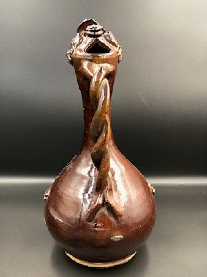 ORJINAL 19 YY ÇANAKKALE BURGU KULPLU KAHVERENGİ SIRLI KIRMIZI HAMURLU TESTİ