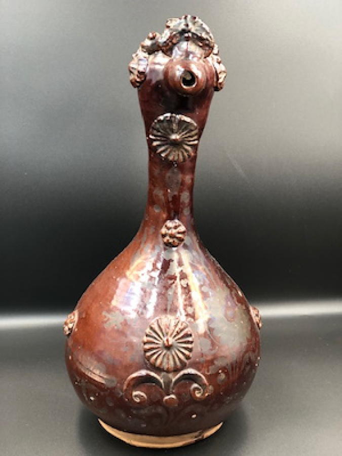 ORJINAL 19 YY ÇANAKKALE BURGU KULPLU KAHVERENGİ SIRLI KIRMIZI HAMURLU TESTİ