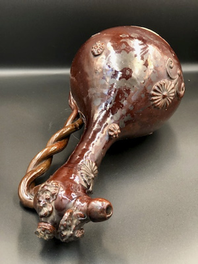 ORJINAL 19 YY ÇANAKKALE BURGU KULPLU KAHVERENGİ SIRLI KIRMIZI HAMURLU TESTİ