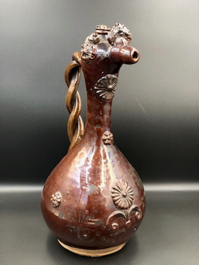 ORJINAL 19 YY ÇANAKKALE BURGU KULPLU KAHVERENGİ SIRLI KIRMIZI HAMURLU TESTİ