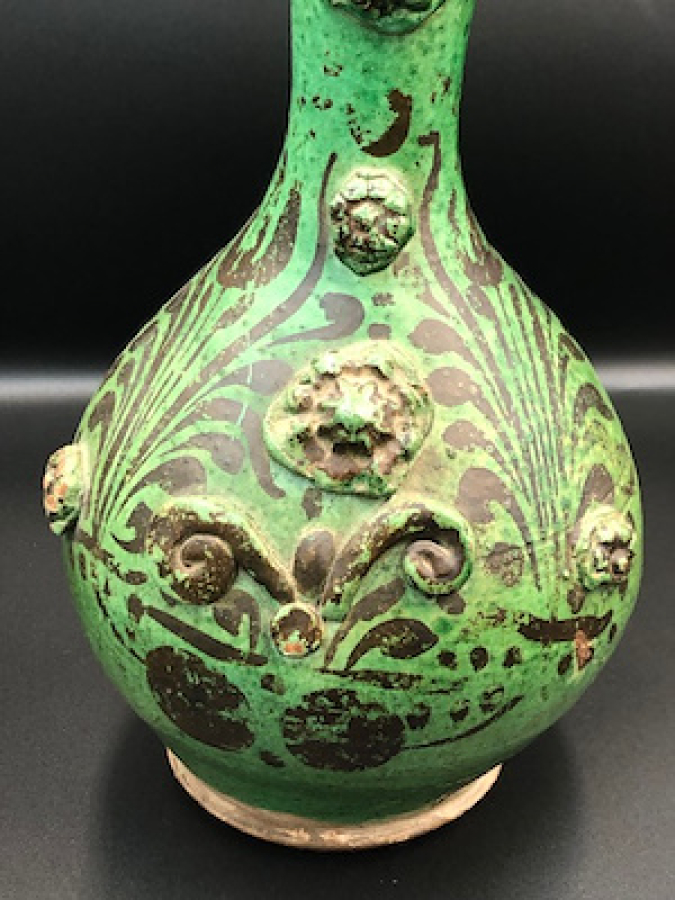 ORJINAL 19 YY ÇANAKKALE KULPLU NADİR YEŞİL RENKLİ SIRLI KIRMIZI HAMURLU TESTİ KUSURSUZ