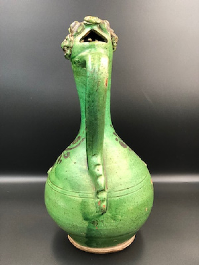 ORJINAL 19 YY ÇANAKKALE KULPLU NADİR YEŞİL RENKLİ SIRLI KIRMIZI HAMURLU TESTİ KUSURSUZ