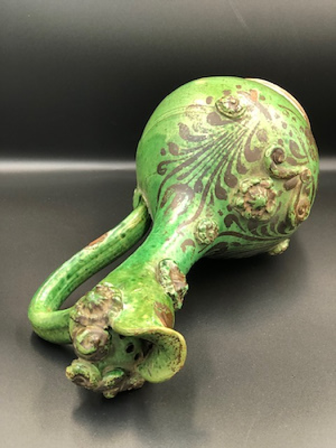 ORJINAL 19 YY ÇANAKKALE KULPLU NADİR YEŞİL RENKLİ SIRLI KIRMIZI HAMURLU TESTİ KUSURSUZ