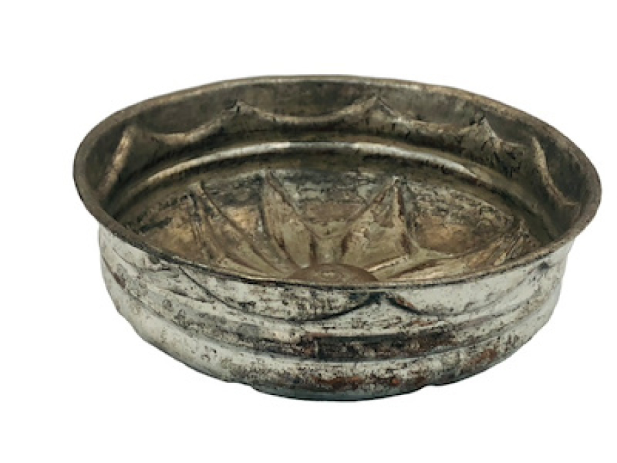 OSMANLI DÖNEM 19 YY BAKIRDAN MAMÜL ÇARKIFELEK KABARTMA İŞÇİLİK BEBEK KIRKLAMA TASI