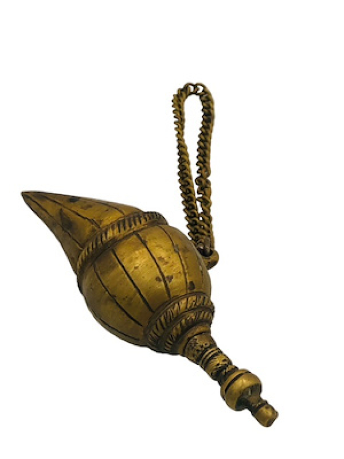 OSMANLI DÖNEMİ BRONZDAN MAMÜL AYKIRI FORMDA KAPAKLI ORJİNAL BARUTLUK NADİR MODEL