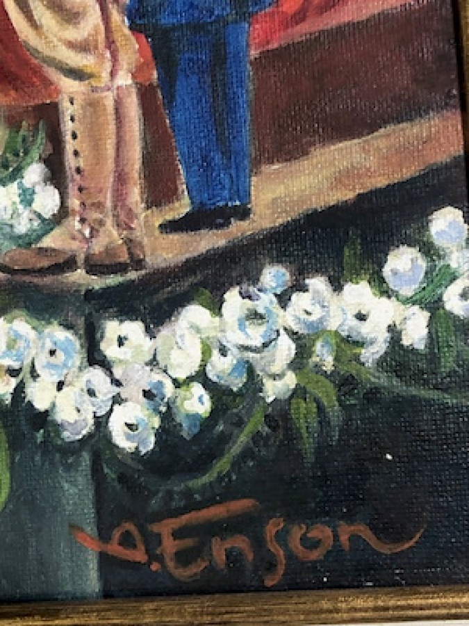 ULU ÖNDER ATATÜRK ÜN NAŞI ETRAFINI RESİM EDEN TUVAL ÜZERİ YAĞLI BOYA TABLO 34*49 PASPARTU HARİÇ ALTHAN ENSON