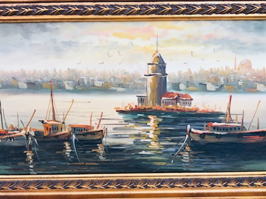 1990 LAR SONU KERVAN MAĞZALARININ SATTIĞI ETLİ OFSETLİ AHŞAP ÇERÇEVESİNDE TUVAL ÜZERİ YAĞLI BOYA TABLO