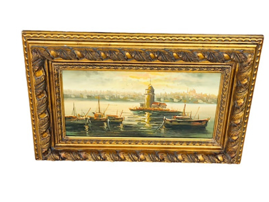 1990 LAR SONU KERVAN MAĞZALARININ SATTIĞI ETLİ OFSETLİ AHŞAP ÇERÇEVESİNDE TUVAL ÜZERİ YAĞLI BOYA TABLO