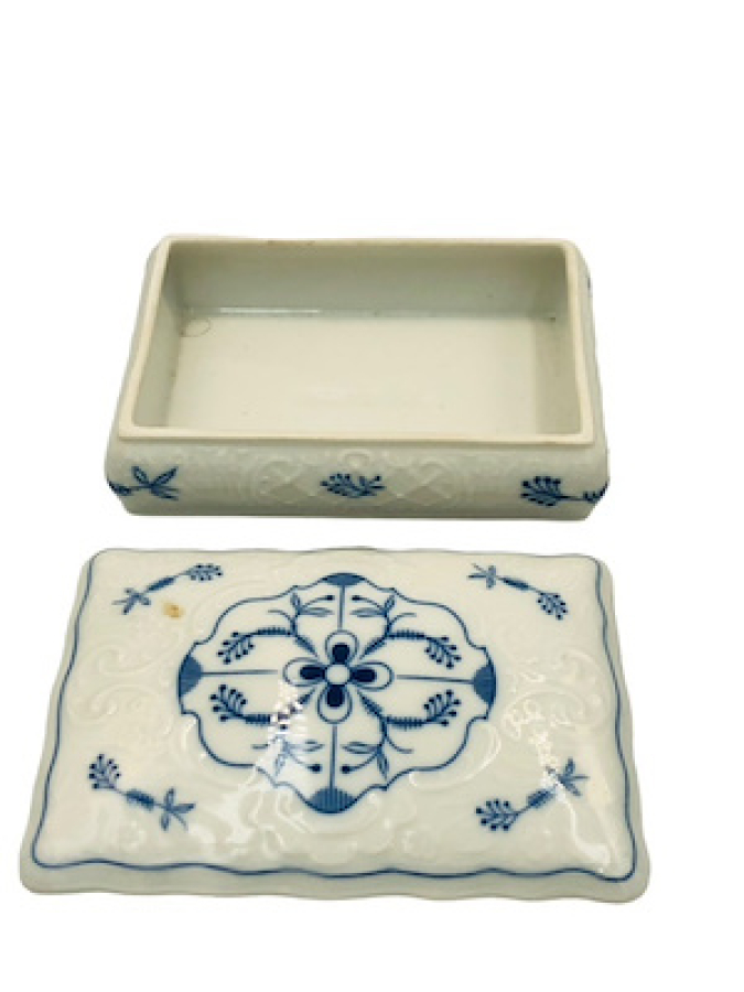 ECT KOBALT SHUMANN EL BOYAMA VAZO VE KAPAKLI PORSELEN MÜCEVHER KUTUSU LOTU KUSURSUZ