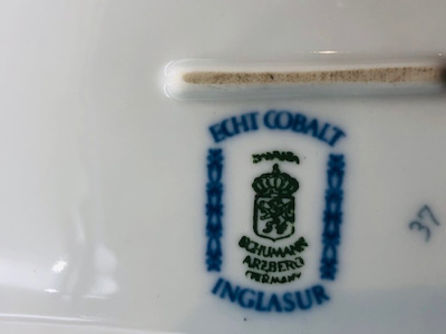 ECT KOBALT SHUMANN EL BOYAMA VAZO VE KAPAKLI PORSELEN MÜCEVHER KUTUSU LOTU KUSURSUZ